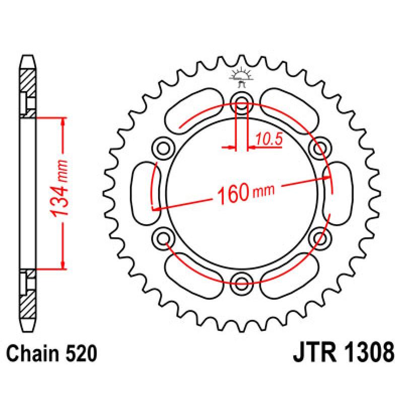 Купить Звездочка задняя JT Sprockets (шаг 520 ) JT JTR1308